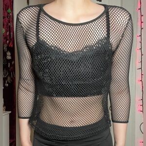 Mesh 3/4 Sleeve Rave Top